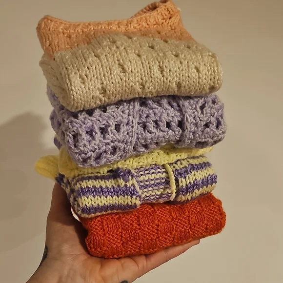 6 Piece Handmade Baby Knitted Top Lot - Picture 2 of 7